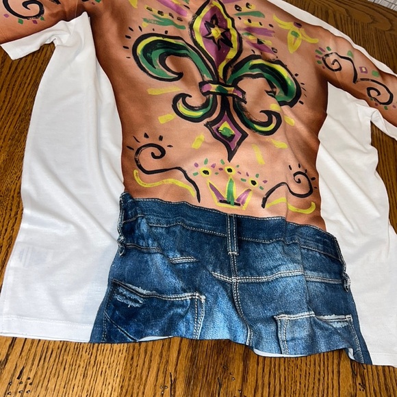 MARDI Gras Man Creative Apparel Full Painted Body Graphic T-Shirt. - Picture 4 of 15